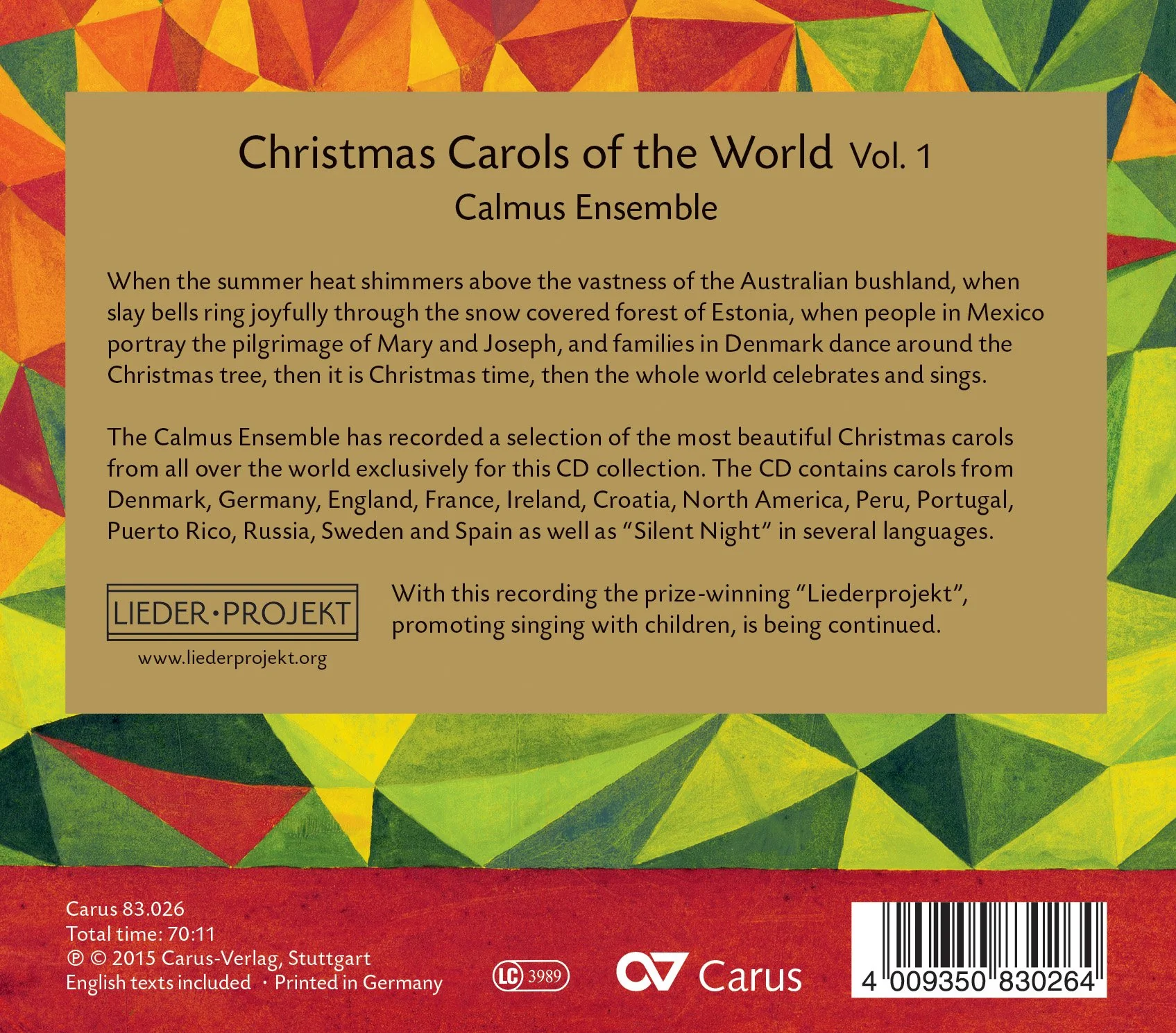 Weihnachts Lieder Aus Aller Welt, Vol. 1 / Calmus Ensemble - Image 2