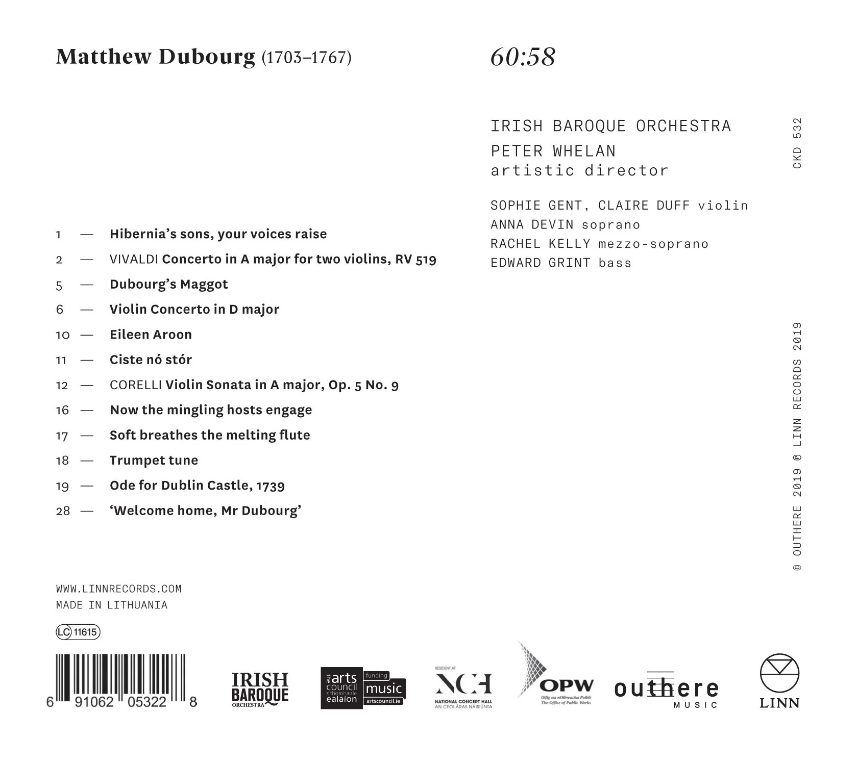 Welcome Home, Mr. Dubourg / Whelan, Irish Baroque Orchestra - Image 2