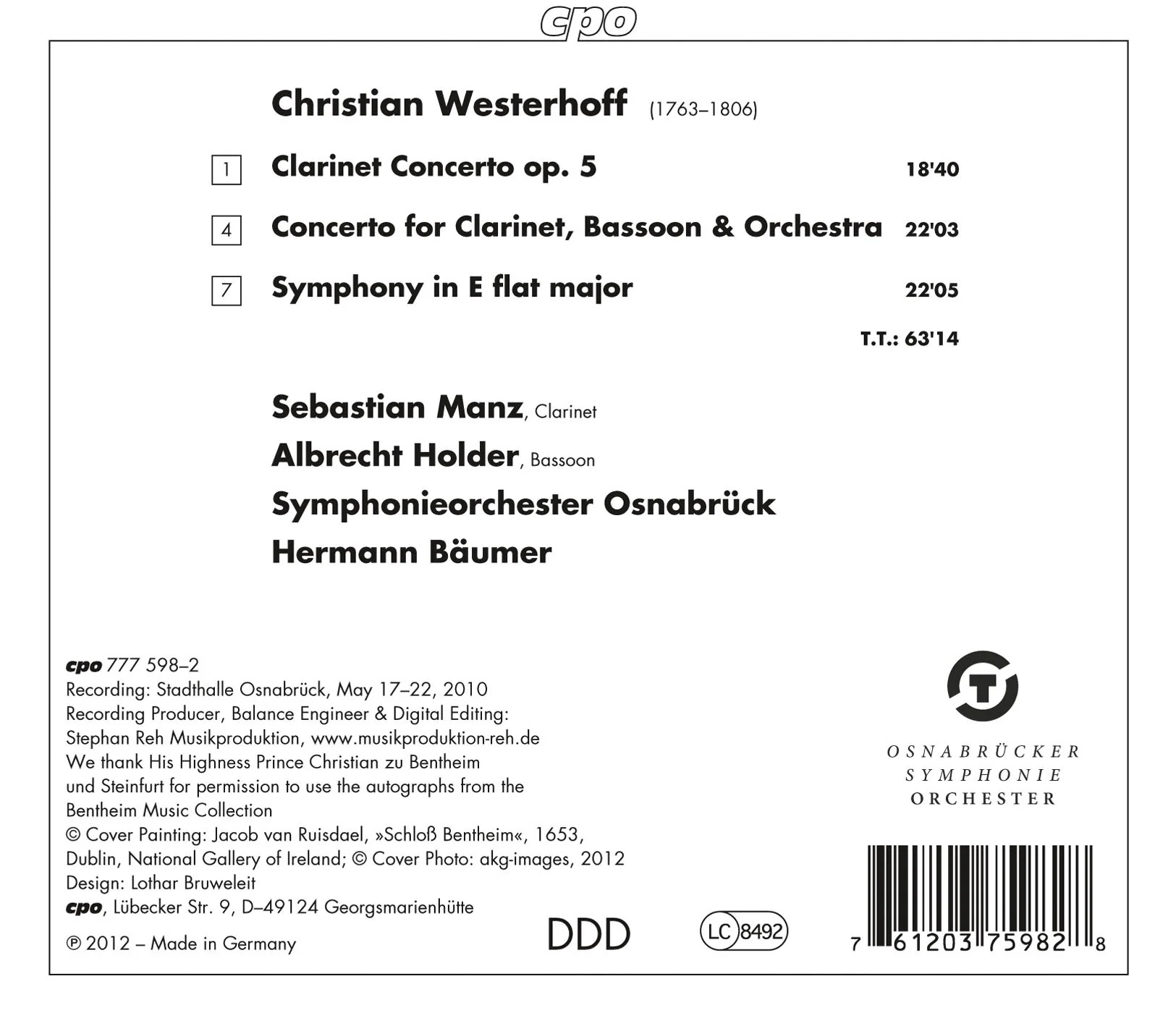 Westerhoff: Symphony - Clarinet Concerto - Double Concerto - Image 2