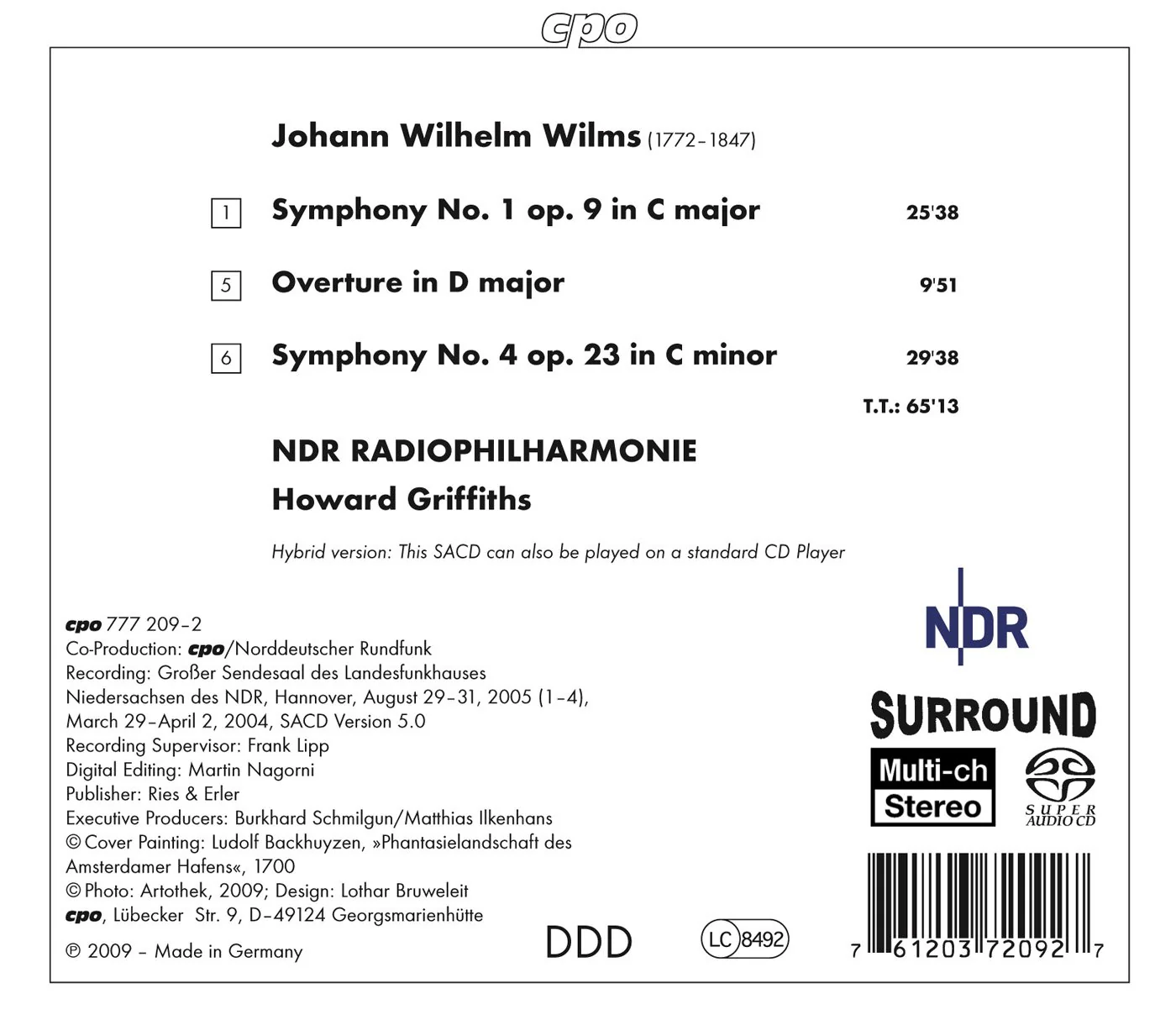 Wilms: Symphonies No 1 & 4, Overture In D / Griffiths, Et Al - Image 2
