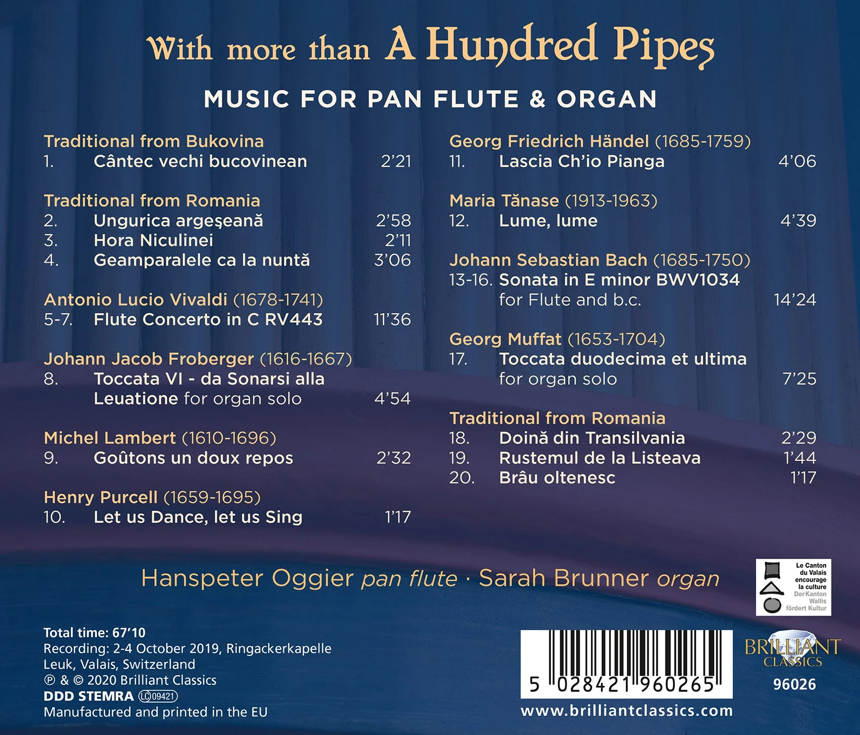 With More Than A Hundred Pipes - Music For Pan Flute And Organ / Hanspeter Oggier, Sarah Brunner - Image 2