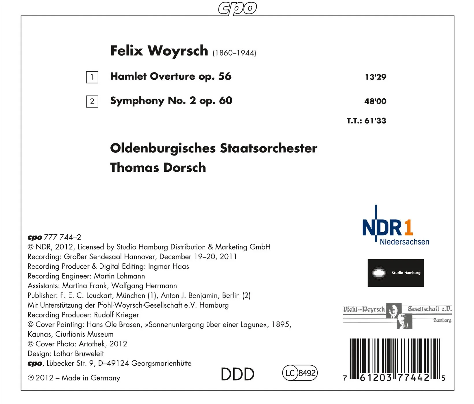 Woyrsch: Symphony No. 2; Hamlet Overture / Dorsch, Oldenburgisches Staatsorchester - Image 2
