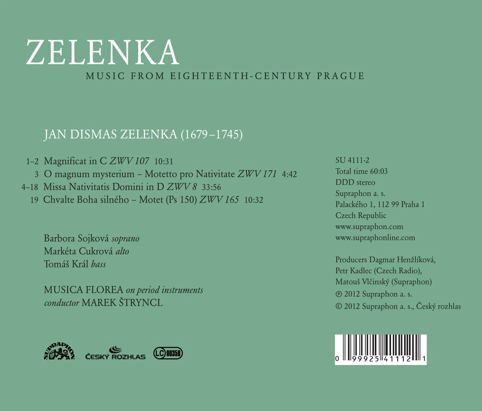 Zelenka: Missa Nativitatis Domini; Magnificat; O Magnum Mysterium / Stryncl, Musica Florea - Image 2