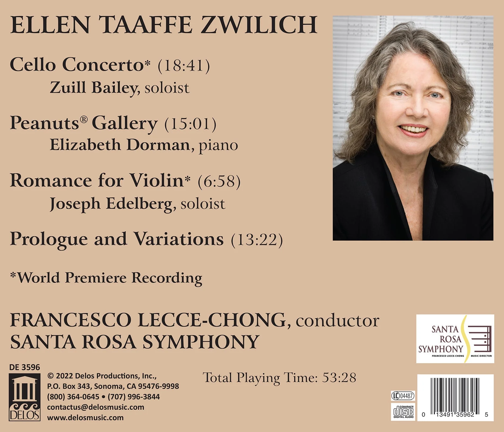 Zwilich: Cello Concerto & Other Works / Bailey, Lecce-Chong, Santa Rosa Symphony - Image 2